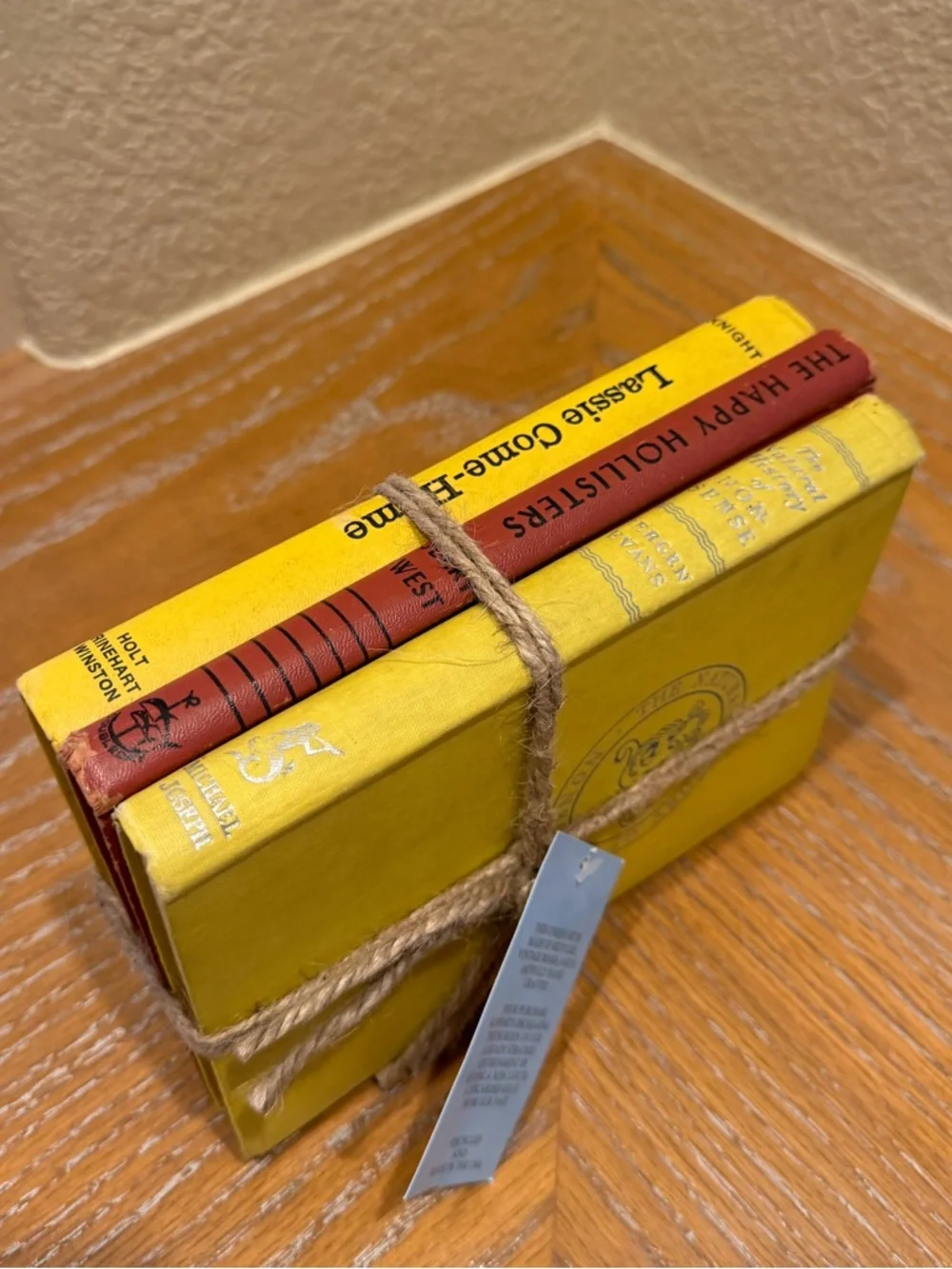 Yellow & Reddish Orange Decorative Vintage-Style Book Bundle for Home Office